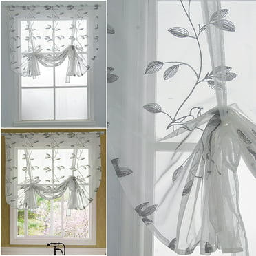 Bathroom Kitchen Window Screen Curtain Embroidered Lifting Roll Up UK